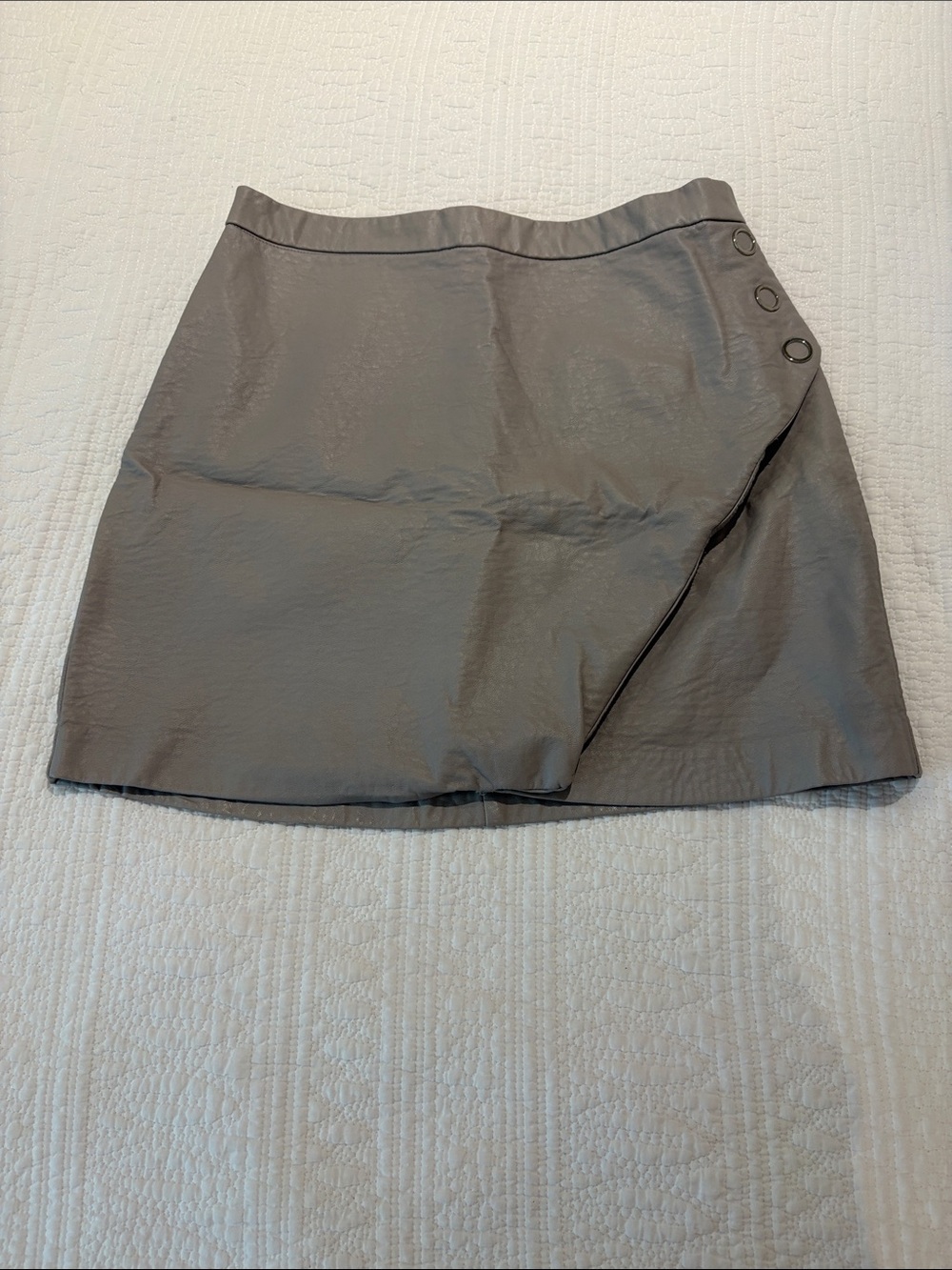 Dynamite Gray A-Line Mini Skirt with Side Ring Buttons